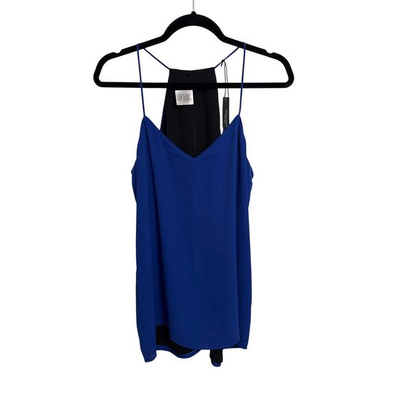 Express Cami Womens Medium Blue Black Barcelona Reversible V-Neck Crepe NWT - Picture 1 of 7